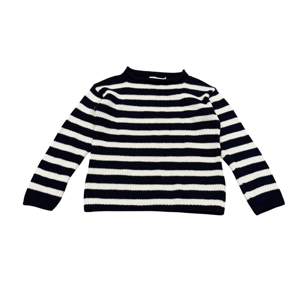 Crewcuts Everyday Kids Navy Blue Cream Striped Cotton Sweater Size 4/5 29447